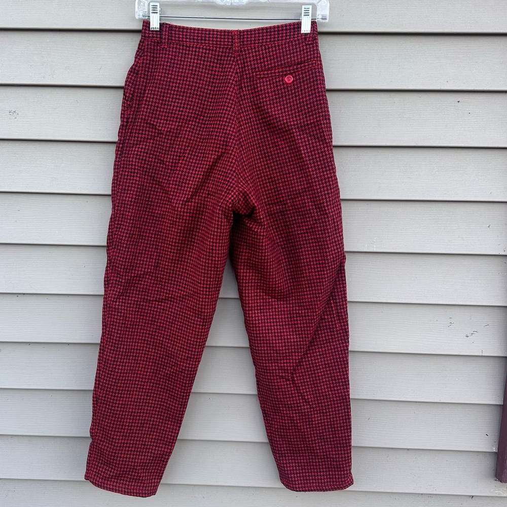 Saburoku wool plaid trousers Japanese pants high waist red 26” - Picture 2 of 4